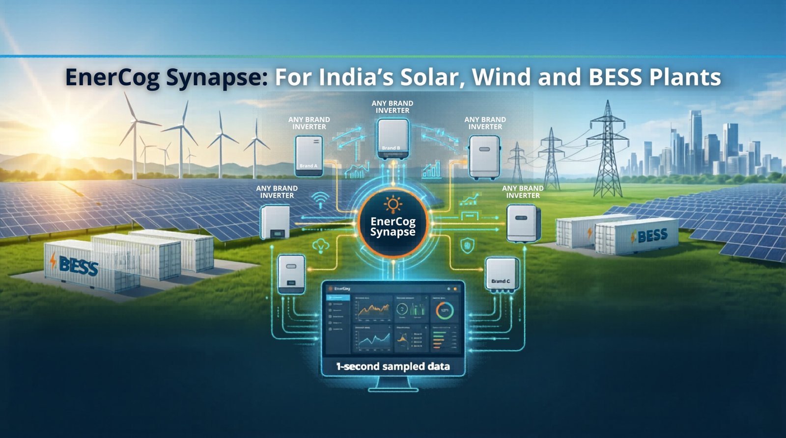 Solar SCADA system RTU panel: Enercog Synapse Edge controller installed inside an electrical cabinet